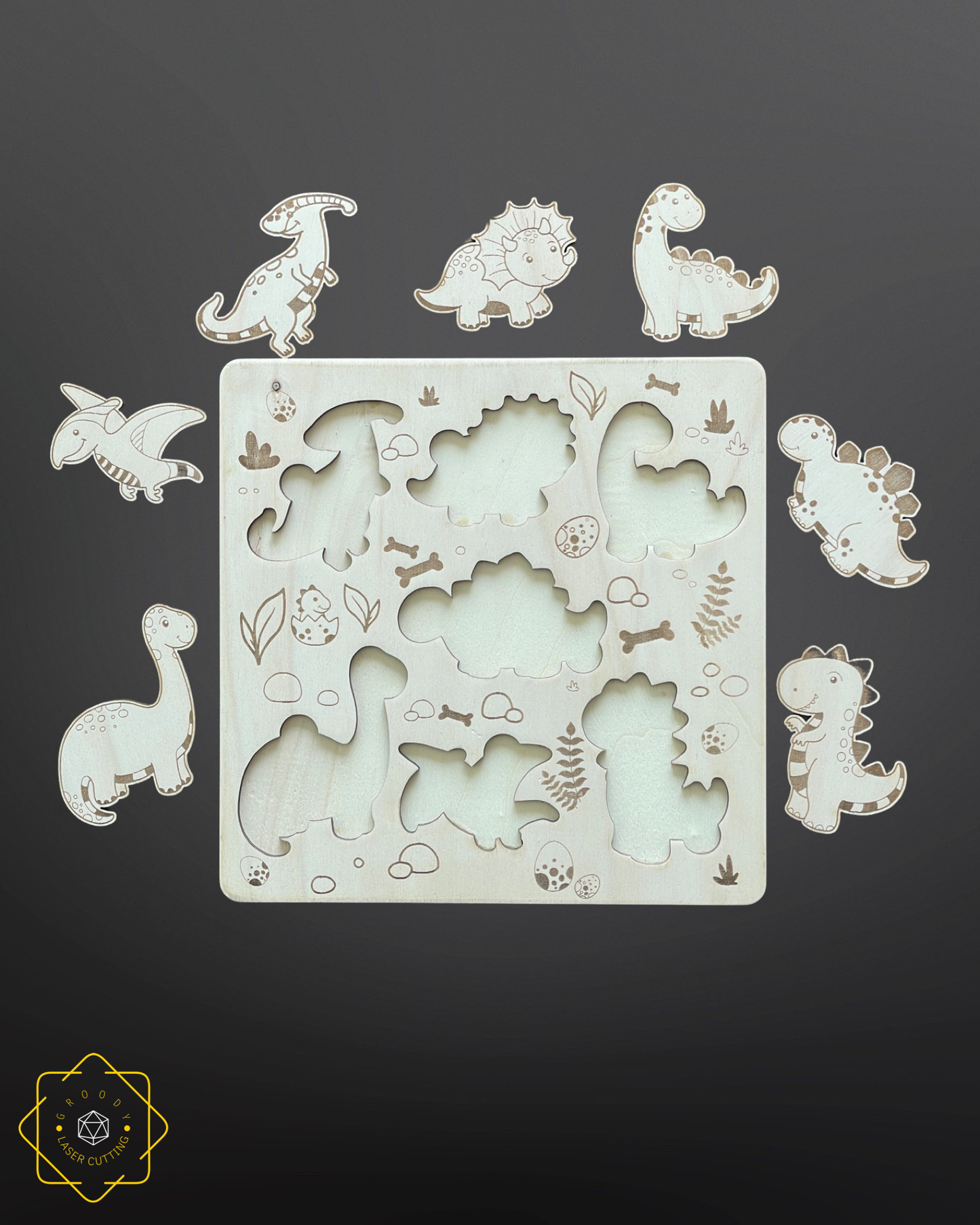Dinosaurs Plywood jigsaw 230x230 mm