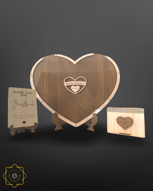 Wedding Heart Shaped Alternative Guestbook drop box 500x570mm