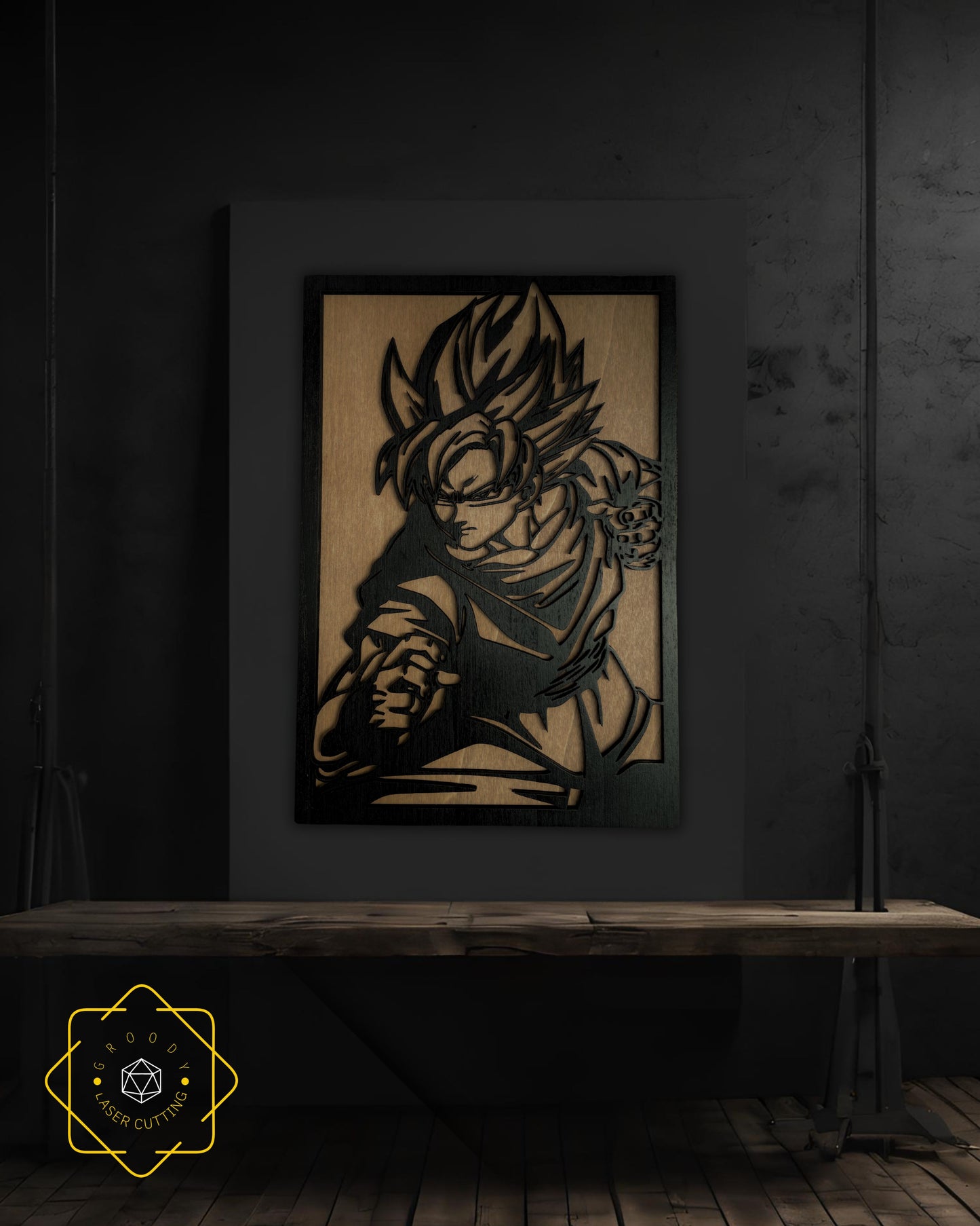 Two Layer Goku Wooden Art