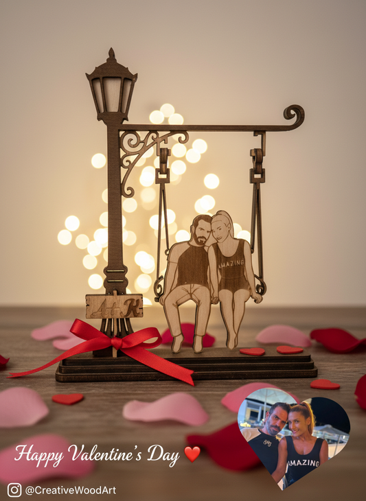 Personalized Wooden Couple Figurine – Valentine’s Day Gift