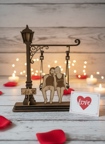 Personalized Wooden Couple Figurine – Valentine’s Day Gift