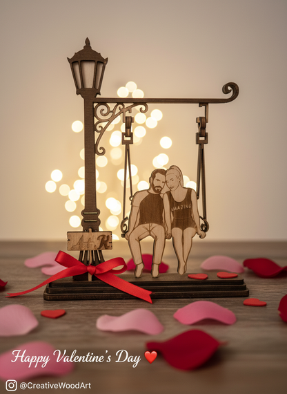 Personalized Wooden Couple Figurine – Valentine’s Day Gift