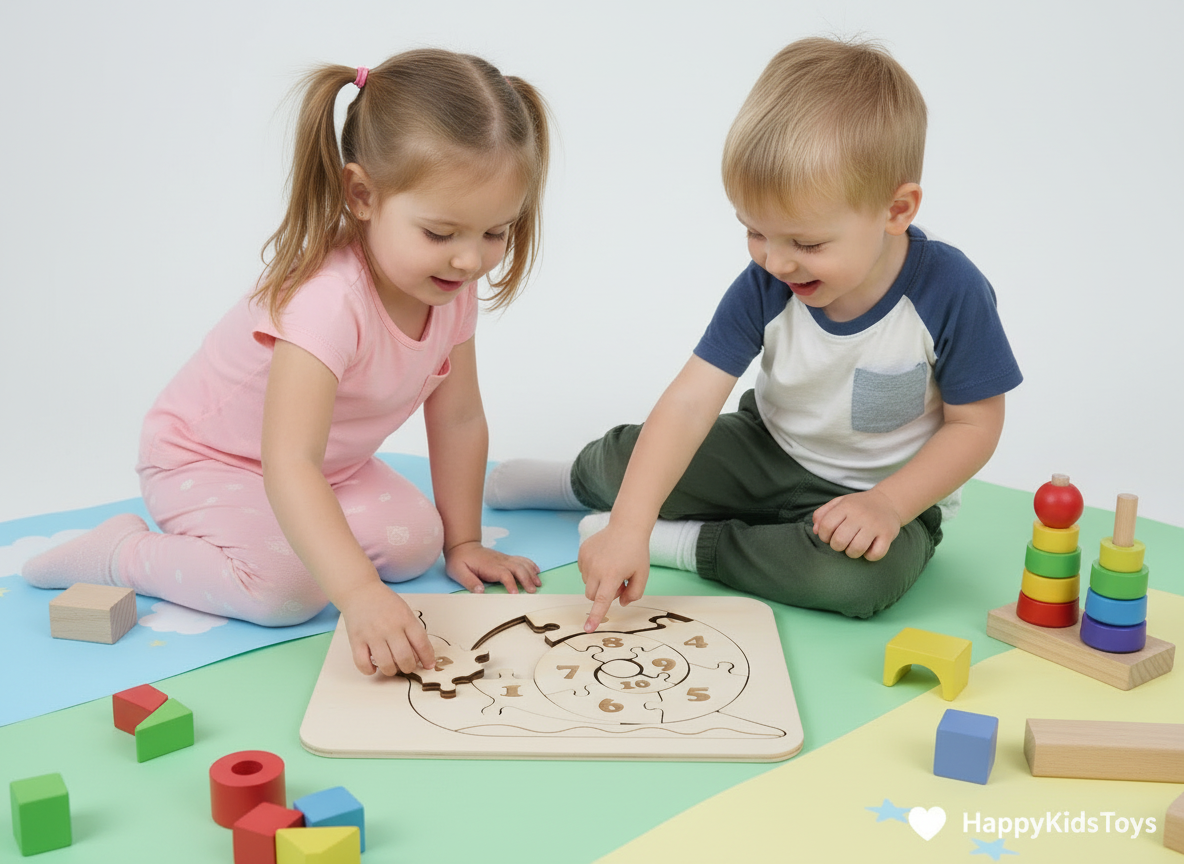 Ξύλινο Εκπαιδευτικό Παζλ Σαλιγκάρι με Αριθμούς (1–10)