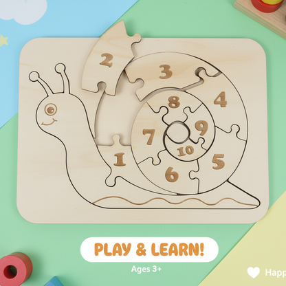 Ξύλινο Εκπαιδευτικό Παζλ Σαλιγκάρι με Αριθμούς (1–10)
